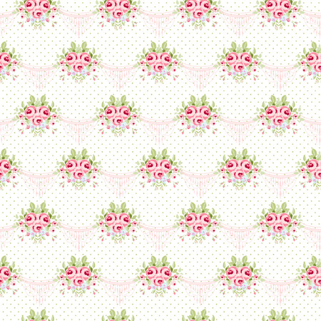 Seamless floral pattern with bouquets of English Rosesのイラスト素材