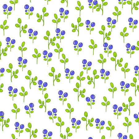 Seamless floral pattern with blueberriesのイラスト素材