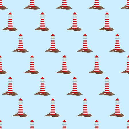 Seamless pattern with lighthouseのイラスト素材