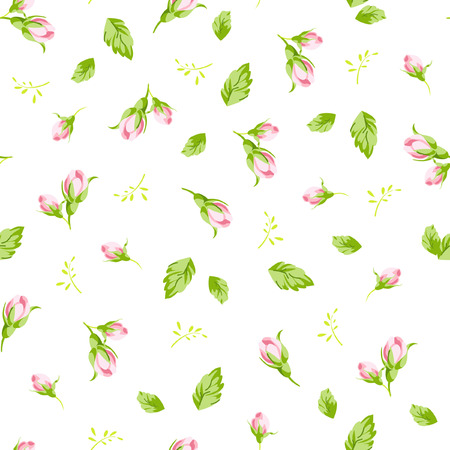 Seamless floral pattern with small buds roseのイラスト素材