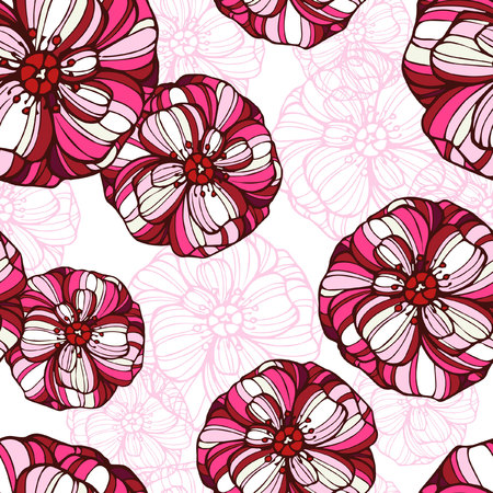 Seamless floral pattern with poppy flowersのイラスト素材