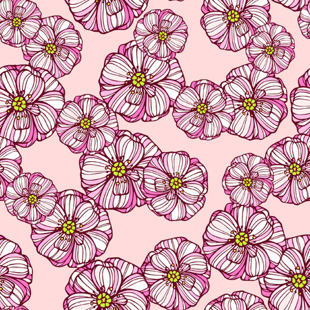 Seamless floral pattern with pink poppy flowersのイラスト素材