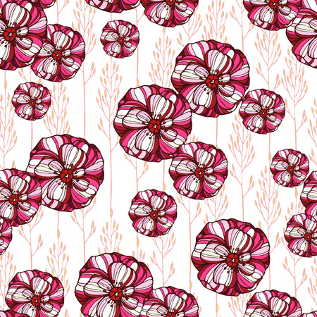 Seamless floral pattern with poppy flowersのイラスト素材