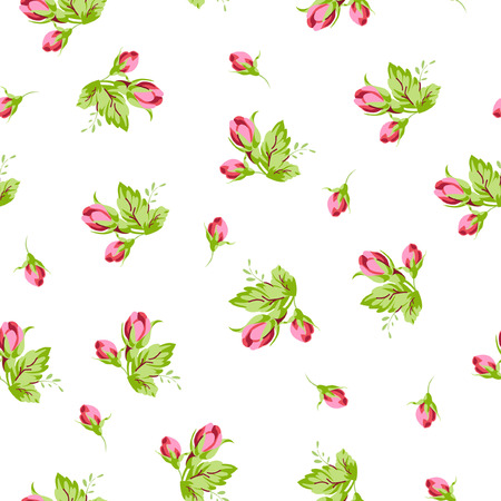 Seamless floral pattern with small buds roseのイラスト素材