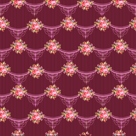 Beautiful floral seamless pattern with roses on a purple backgroundのイラスト素材