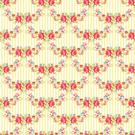 Seamless Pattern with red roses on a background with red polka dotsのイラスト素材