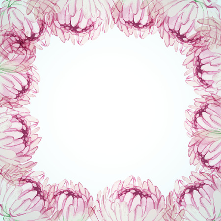 Watercolor frames with pink chrysanthemumのイラスト素材