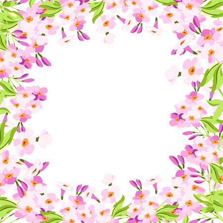 Floral frame with pink flowersのイラスト素材
