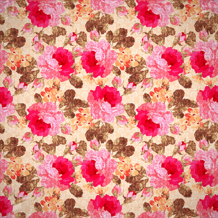 Vintage Floral pattern with pink rose.のイラスト素材