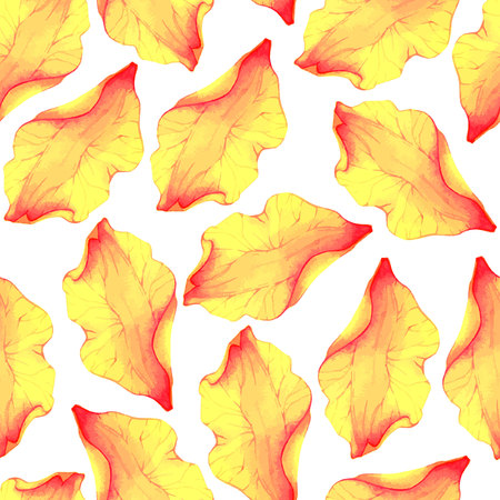 Watercolor Seamless pattern with yellow flower petalのイラスト素材