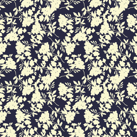Seamless floral pattern on black  fontsのイラスト素材