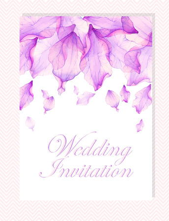 Floral wedding invitation with Watercolor flower petalsのイラスト素材