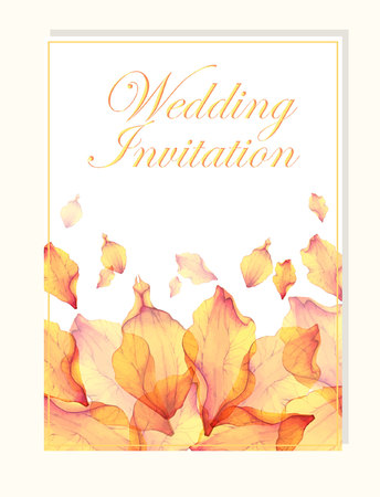 Floral wedding invitation with Watercolor flower petalsのイラスト素材