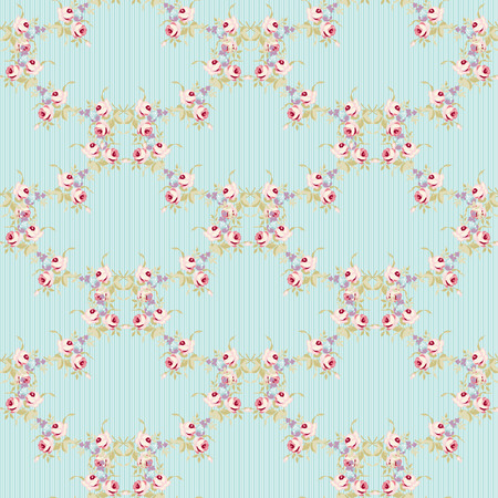 Seamless floral pattern with little pink roses, vector illustration in vintage style.のイラスト素材