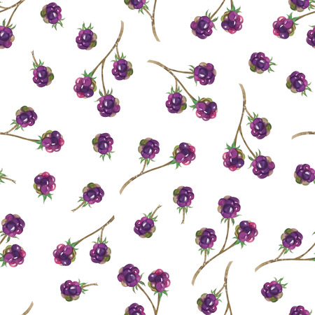 Seamless pattern with blackberries in watercolor style, illustration.のイラスト素材