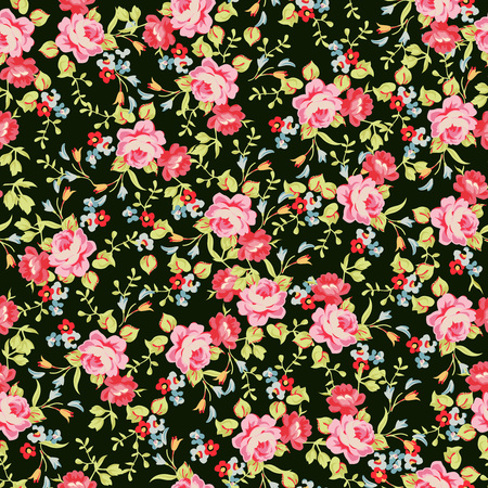 Seamless floral pattern with little pink rosesのイラスト素材