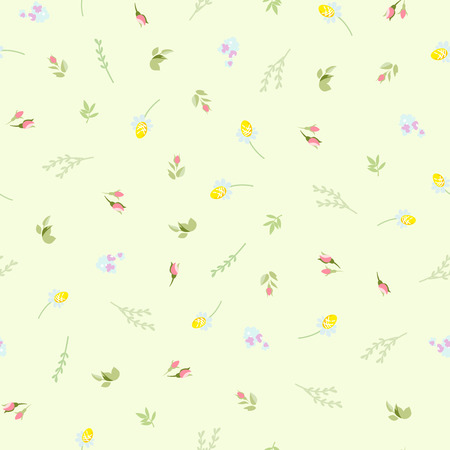 Seamless floral pattern with small camomiles rosesのイラスト素材