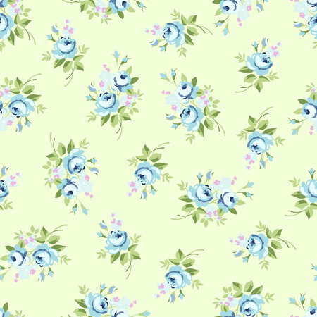Seamless floral pattern with blue little roseのイラスト素材