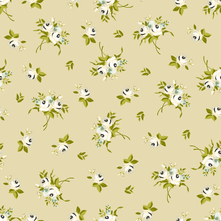Seamless floral pattern with white rosesのイラスト素材