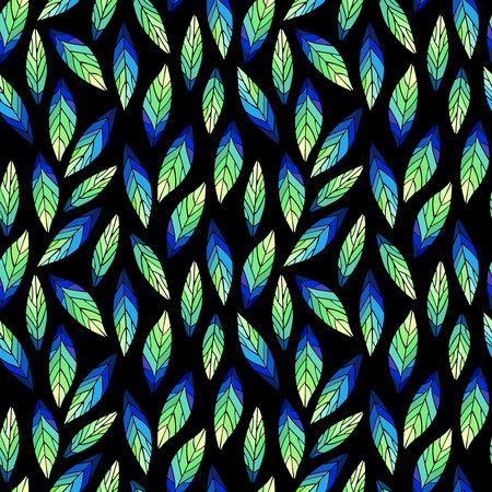 Seamless pattern with bird feathers. Vector illustrationのイラスト素材