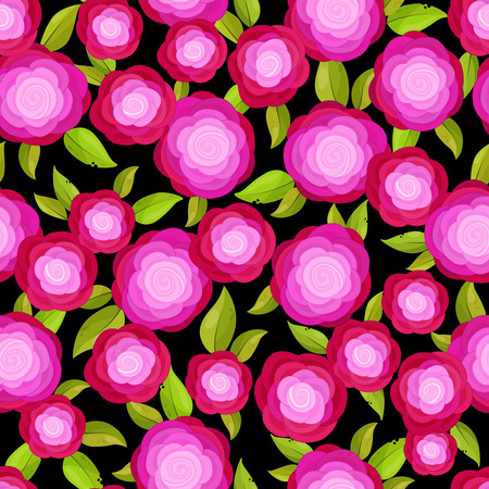 Seamless pattern with bright decorative pink rosesのイラスト素材