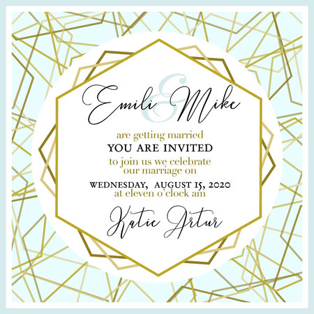 Wedding Invitation, with abstract and gold patternのイラスト素材