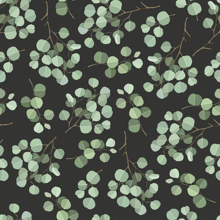 Seamless pattern with eucalyptus branches