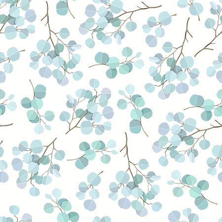 Seamless pattern with eucalyptus branches.のイラスト素材