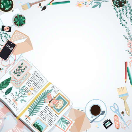 Vector postcard. Template for greeting card for Mothers Day, Birthday, Spring Festivalのイラスト素材