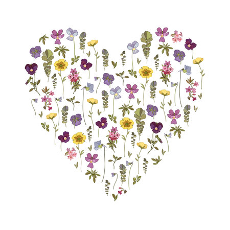 Greeting card with floral elements.Heart shaped greeting card with flowers.
Suitable for greeting card, Anniversary, Save the Date, Wedding, Birthday, Valentine Dayのイラスト素材