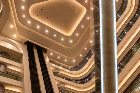 The interior of the Aria Resort and Casino in Las Vegas. The Aria Resort and Casino is a luxury...