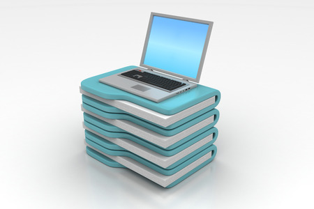 Laptop with file folderの写真素材