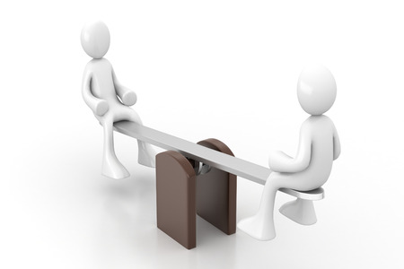 3d people in seesaw playing の写真素材