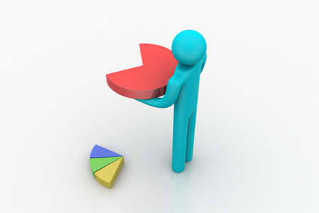 3d man with pie chartの写真素材