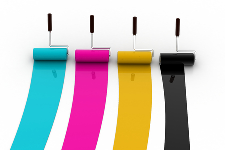 Roller brush cmyk colorの写真素材