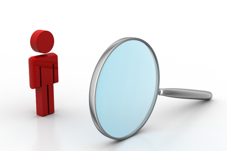 3d man with magnifierの写真素材