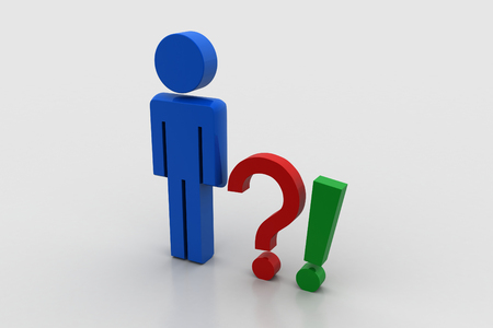 Question mark  and exclamation mark with manの写真素材