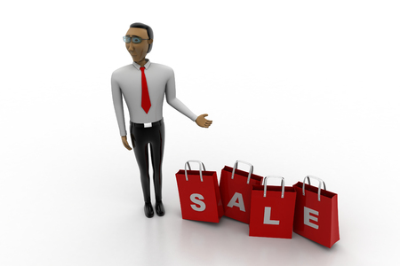 3d man with shopping bagの写真素材