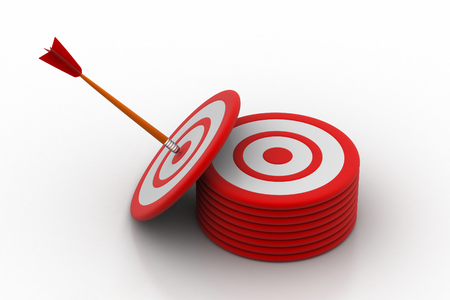 Arrows hitting on the target boardの写真素材