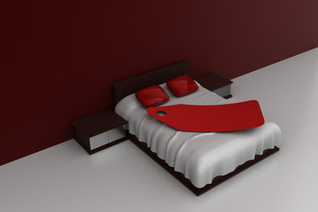 Luxury bed with price tagの写真素材