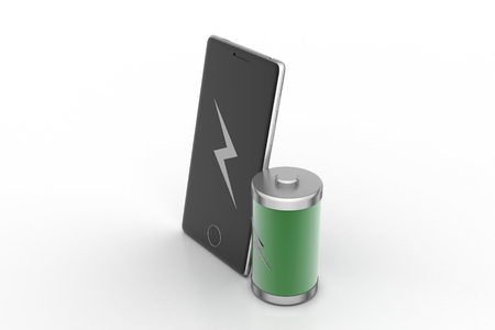 Smart phone charging with batteryの写真素材