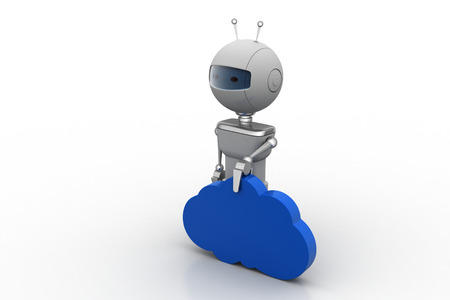 Robot  with cloudの写真素材