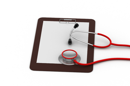  Note pad with stethoscope の写真素材