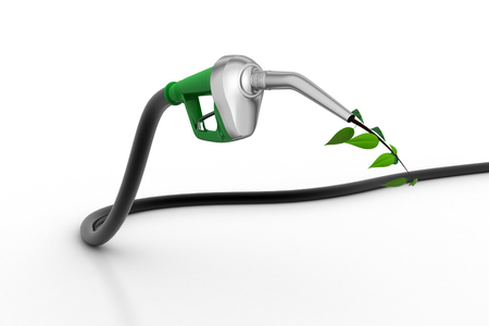 bio fuel concept with fueling nozzle leafの写真素材