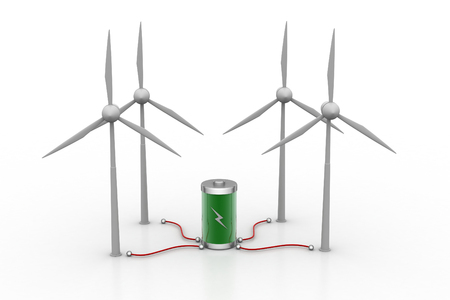 Wind turbine and re chargeable cell の写真素材