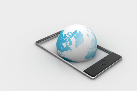 Smart phone with globeの写真素材