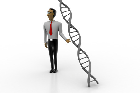 Dna structure with manの写真素材