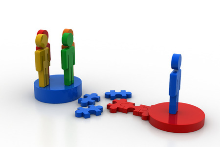3d people with puzzle, leadership concept  の写真素材