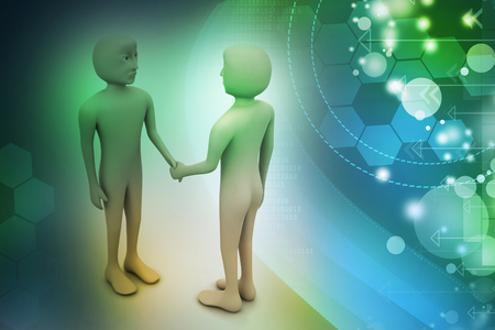 3d people are shaking hands  の写真素材