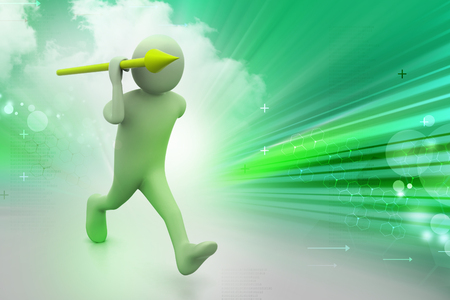 3d man throws a spear  の写真素材